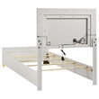 Dex Twin Size Bed with LED Framed Headboard- White Wood Finish- Gold Legs