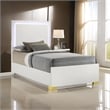 Dex Twin Size Bed with LED Framed Headboard- White Wood Finish- Gold Legs