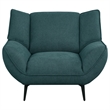 Toer 43 Inch Accent Sofa Chair- Flared Arms- Teal Blue Fabric- Black Metal