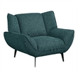 Toer 43 Inch Accent Sofa Chair- Flared Arms- Teal Blue Fabric- Black Metal