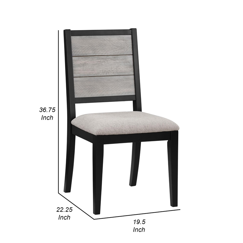 Elina 23 Inch Dining Chair- Set of 2- Plank Style Back- Gray Polyester