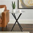 36 Inch Bar Table- Metal Top- Hammered Nails- Intersected Base- Silver