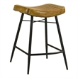 Vini 25 Inch Counter Stool Set of 2- Curved Leather Seat- Tufted- Brown