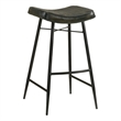 Vini 30 Inch Bar Stool Set of 2- Curved Leather Seat- Channel Tufted- Black