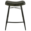 Vini 25 Inch Counter Stool Set of 2- Curved Leather Seat- Tufted Black