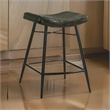 Vini 25 Inch Counter Stool Set of 2- Curved Leather Seat- Tufted Black