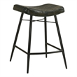 Vini 25 Inch Counter Stool Set of 2- Curved Leather Seat- Tufted Black
