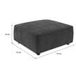 Suri 35 Inch Ottoman- Soft Boucle Fabric- Horizontal Stitching- Gray