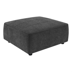 Suri 35 Inch Ottoman- Soft Boucle Fabric- Horizontal Stitching- Gray