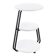 26 Inch Side End Table- 3 Tier Design- Black Metal Frame- White Finish