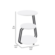 26 Inch Side End Table- 3 Tier Design- Black Metal Frame- White Finish