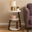 26 Inch Side End Table- 3 Tier Design- Black Metal Frame- White Finish