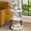 26 Inch Side End Table- 3 Tier Design- Black Metal Frame- White Finish