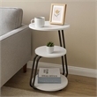 26 Inch Side End Table- 3 Tier Design- Black Metal Frame- White Finish