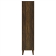 69 Inch Tall Accent Cabinet- Vertical Slatted Design- Brown and Black