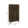 69 Inch Tall Accent Cabinet- Vertical Slatted Design- Brown and Black