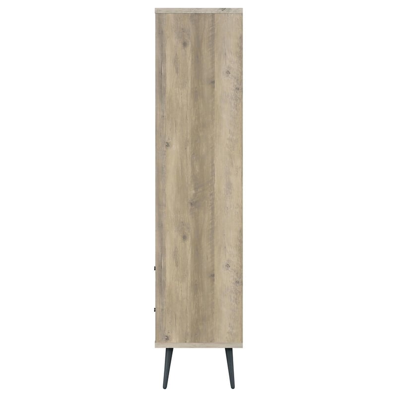 70 Inch Bookcase- 3 Shelves- Vertical Dividers- 2 Drawers- Brown- Gray