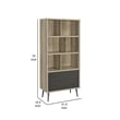 70 Inch Bookcase- 3 Shelves- Vertical Dividers- 2 Drawers- Brown- Gray
