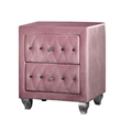 Zoha 26 Inch Nightstand- 2 Drawer- Cabriole Legs- Wood- Pink Upholstery
