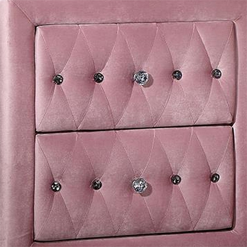 Zoha 26 Inch Nightstand- 2 Drawer- Cabriole Legs- Wood- Pink Upholstery
