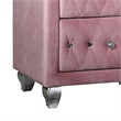 Zoha 26 Inch Nightstand- 2 Drawer- Cabriole Legs- Wood- Pink Upholstery