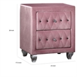 Zoha 26 Inch Nightstand- 2 Drawer- Cabriole Legs- Wood- Pink Upholstery