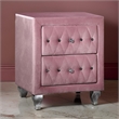 Zoha 26 Inch Nightstand- 2 Drawer- Cabriole Legs- Wood- Pink Upholstery