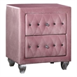 Zoha 26 Inch Nightstand- 2 Drawer- Cabriole Legs- Wood- Pink Upholstery