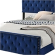 Agapi California King Bed- Button Tufted- Nailhead Trim- Navy Upholstery