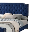 Agapi California King Bed- Button Tufted- Nailhead Trim- Navy Upholstery