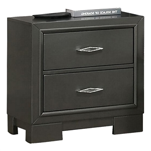 Aliso 23 Inch Nightstand- 2 Drawers- Bracket Feet- Solid Wood- Dark Gray
