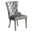 24 Inch Dining Side Chair Set of 2- Tufted Silver Gray Fabric- Chrome legs