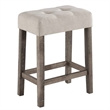5 Piece Counter Height Table Set with 4 Stools- Beige Fabric- Gray Wood