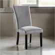 28 Inch Dining Side Chair Set of 2- Padded Gray Flannelette- Black Wood