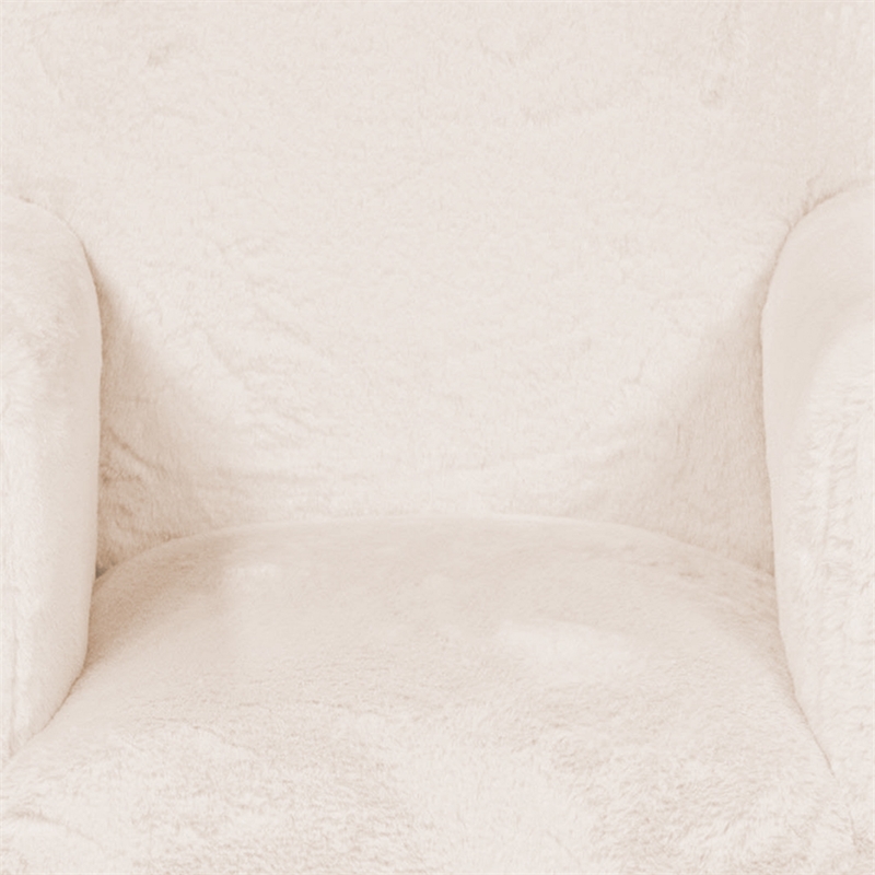 Tye 19 Inch Kids Sofa Chair- White Soft Faux Fur Padded Seat- Round Legs