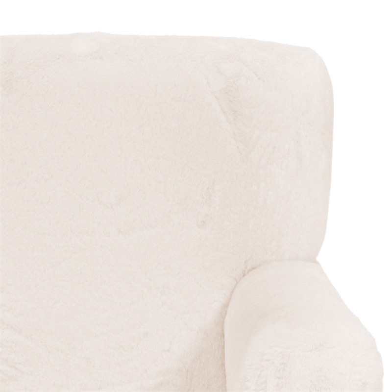 Tye 19 Inch Kids Sofa Chair- White Soft Faux Fur Padded Seat- Round Legs