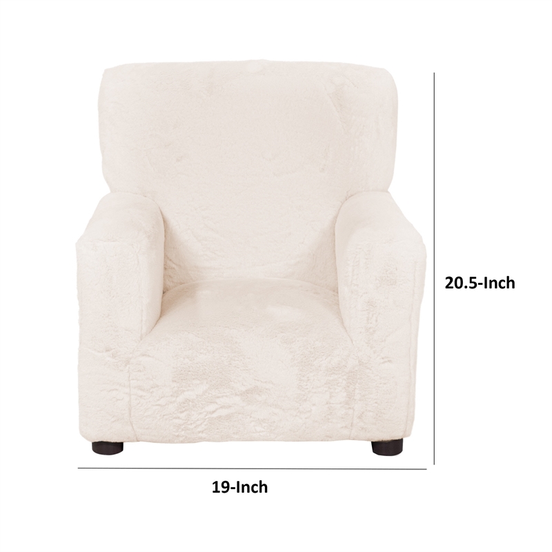 Tye 19 Inch Kids Sofa Chair- White Soft Faux Fur Padded Seat- Round Legs