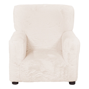 Tye 19 Inch Kids Sofa Chair- White Soft Faux Fur Padded Seat- Round Legs