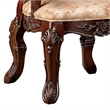 28 Inch Dining Side Chair Set of 2- Brown Wood Carved Back- Beige Fabric