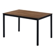 3 Piece Dining Table Set- 2 Benches- Brown Wood Grain Top- Black Metal