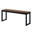 3 Piece Dining Table Set- 2 Benches- Brown Wood Grain Top- Black Metal