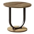 Obin 3 Piece Coffee and End Table Set- Brown MDF- Black U Shape Steel Base