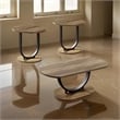 Obin 3 Piece Coffee and End Table Set- Brown MDF- Black U Shape Steel Base