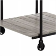 Loak 24 Inch Side End Table- Plank Design- Caster Wheels- Brown- Black