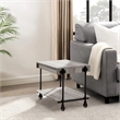 Loak 24 Inch Side End Table- Plank Design- Caster Wheels- Brown- Black