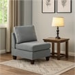 Remy 32 Inch Modular Armless Sofa Chair- Soft Gray Chenille- Solid Wood