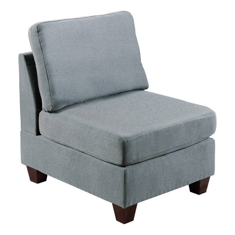 Remy 32 Inch Modular Armless Sofa Chair- Soft Gray Chenille- Solid Wood