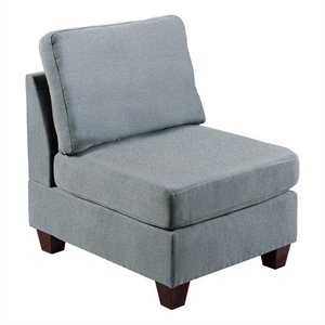 Remy 32 Inch Modular Armless Sofa Chair- Soft Gray Chenille- Solid Wood