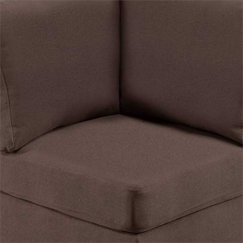 Remy 32 Inch Modular Corner Sofa Chair- Soft Brown Chenille- Solid Wood