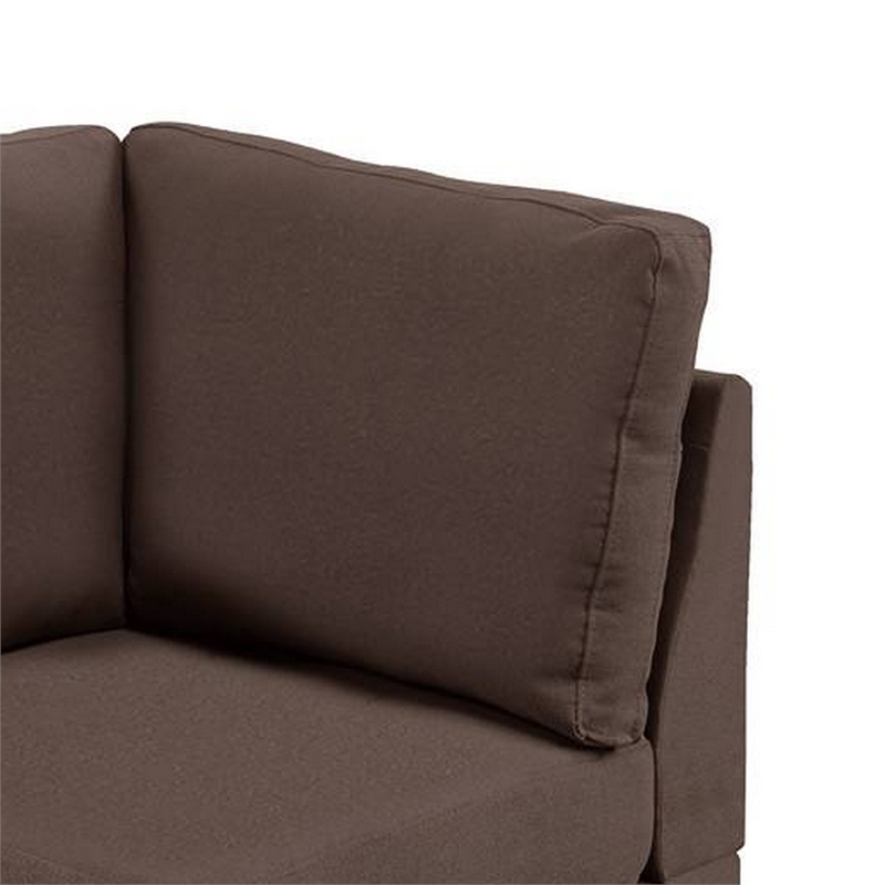 Remy 32 Inch Modular Corner Sofa Chair- Soft Brown Chenille- Solid Wood